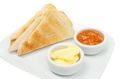 Toast Butter And Marmalade Stock Photos