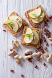 Toast With Peanut Butter And An Apple On Table. Vertical Top Vie Royalty Free Stock Photos Toast With Peanut Butter And An Apple On Table. Vertical Top Vie Royalty Free Stock Photos