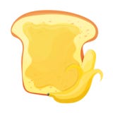 Toasted bread - banana jam slice on top for breakfast vector illustration Toasted bread - banana jam slice on top for breakfast vector illustration