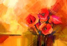Todavía de la pintura al óleo vida abstracta de la flor roja de la amapola libre illustration Todavía de la pintura al óleo vida abstracta de la flor roja de la amapola libre illustration