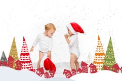 toddlers with santa hats vector illustration toddlers with santa hats vector illustration