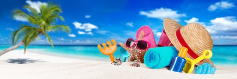 Toebehoren op tropisch paradijsstrand royalty-vrije stock afbeelding Toebehoren op tropisch paradijsstrand royalty-vrije stock afbeelding