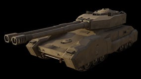 Toekomstige die Super-Heavy Tank op Zwarte, Front Angle wordt geïsoleerd royalty-vrije illustratie Toekomstige die Super-Heavy Tank op Zwarte, Front Angle wordt geïsoleerd royalty-vrije illustratie