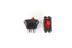 Toggle switch Black switches with backlight, on/off - position isolated on white background stock photography Toggle switch Black switches with backlight, on/off - position isolated on white background stock photography