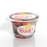 tolkning 3D av förpacka för kopp för persikayoghurt plast- vektor illustrationer tolkning 3D av förpacka för kopp för persikayoghurt plast- vektor illustrationer