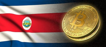 tolkning 3D: Bitcoin cryptocurrencymynt med nationsflaggan av Costa Rica royaltyfri illustrationer tolkning 3D: Bitcoin cryptocurrencymynt med nationsflaggan av Costa Rica royaltyfri illustrationer