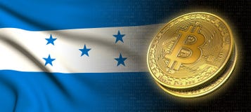 tolkning 3D: Bitcoin cryptocurrencymynt med nationsflaggan av Honduras stock illustrationer tolkning 3D: Bitcoin cryptocurrencymynt med nationsflaggan av Honduras stock illustrationer