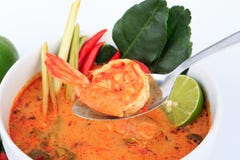 Tom Yum Goong, the Thai style hot and sour prawn soup royalty free stock photos Tom Yum Goong, the Thai style hot and sour prawn soup royalty free stock photos