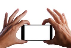 Tomar la imagen con el teléfono móvil, elegante con la trayectoria de recortes para la pantalla fotos de archivo libres de regalías Tomar la imagen con el teléfono móvil, elegante con la trayectoria de recortes para la pantalla fotos de archivo libres de regalías