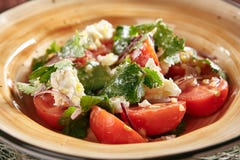 Tomato Salad With Red Onion On Rustic Style Hay Background Close Royalty Free Stock Image Tomato Salad With Red Onion On Rustic Style Hay Background Close Royalty Free Stock Image