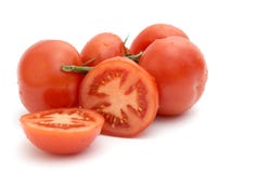 Tomato With The Green Branch, Royalty Free Stock Image