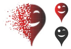 Tono medio Destructed Wink Smiley Map Marker Icon de Pixelated ilustración del vector Tono medio Destructed Wink Smiley Map Marker Icon de Pixelated ilustración del vector