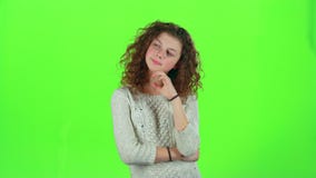 Tonårs- tänker, och hon kommer upp med en idé grön skärm lager videofilmer Tonårs- tänker, och hon kommer upp med en idé grön skärm lager videofilmer