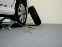 Tool kit for changing car tires. stock image Tool kit for changing car tires. stock image
