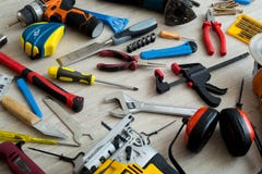 Tools and component kit stock photos Tools and component kit stock photos
