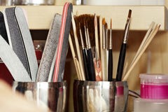 Tools in nail studio royalty free stock photography Tools in nail studio royalty free stock photography