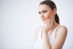 Tooth Pain. Dental care and toothache. Woman Feeling Tooth Pain.