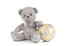 bear football playing golden cartoon teddy mouth holding soccer player boy