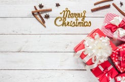 Top view aerial image of decorations & ornaments Merry Christmas. stock photography Top view aerial image of decorations & ornaments Merry Christmas. stock photography