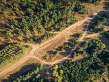 Top view or Aerial view of wild road among autumn forest, photo from drone Royalty Free Stock Photography Top view or Aerial view of wild road among autumn forest, photo from drone Royalty Free Stock Photography