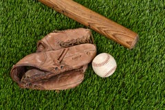 Top view baseball bat glove and ball Royalty Free Stock Photography Top view baseball bat glove and ball Royalty Free Stock Photography