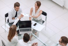 Top view.Business people discuss charts and graphs stock photo Top view.Business people discuss charts and graphs stock photo