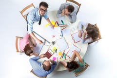Top view of business team on workspace background stock image Top view of business team on workspace background stock image