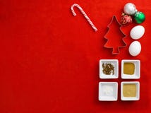 top view of cake ingredient with cookie cutter with christmas bu Royalty Free Stock Photo top view of cake ingredient with cookie cutter with christmas bu Royalty Free Stock Photo
