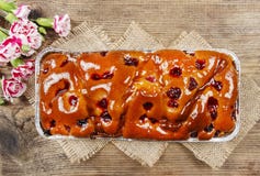Top view of fruit cake in rectangular pan Stock Images Top view of fruit cake in rectangular pan Stock Images