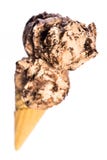 Top view of hazelnut and chocolate ice cream in the waffle isolated on white background stock photo Top view of hazelnut and chocolate ice cream in the waffle isolated on white background stock photo