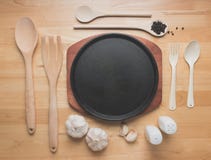 Download Top View Kitchen Mockup Rural Kitchen Utensils On Wooden Table Stock Photo 56869984 Megapixl PSD Mockup Templates