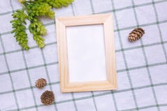 Top view of nature wooden photo frame on table. royalty free stock images Top view of nature wooden photo frame on table. royalty free stock images
