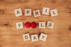 Top View Of Arranged Wooden Cubes In April Fools Day Lettering On Wooden Tabletop, 1 April Royalty Free Stock Image Top View Of Arranged Wooden Cubes In April Fools Day Lettering On Wooden Tabletop, 1 April Royalty Free Stock Image