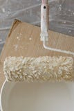Top view of roller cover with paint from a bucket royalty free stock photography Top view of roller cover with paint from a bucket royalty free stock photography