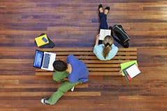 Top View Of University Students Studying