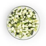 Top View Zucchini Pieces In Glass Bowl Isolated On White Royalty Free Stock Photography