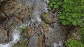 Topview of water moveing down at small waterfall stock photo Topview of water moveing down at small waterfall stock photo