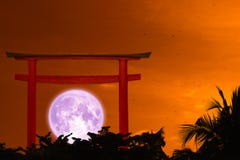 torii и облако силуэта супер пурпурной луны задние на ночном небе стоковое фото torii и облако силуэта супер пурпурной луны задние на ночном небе стоковое фото