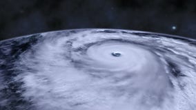 Tornado de la tormenta del huracán sobre la tierra del espacio, visión por satélite almacen de video Tornado de la tormenta del huracán sobre la tierra del espacio, visión por satélite almacen de video