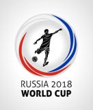Torneo 2018, calcio, coppa del Mondo di calcio di calcio nel logo rotondo di vettore della Russia 2018 Fotografie Stock Libere da Diritti Torneo 2018, calcio, coppa del Mondo di calcio di calcio nel logo rotondo di vettore della Russia 2018 Fotografie Stock Libere da Diritti