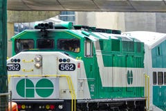 Toronto, Ontario, Canada-June 26, 2018: Toronto Go Train arrivin royalty free stock photography Toronto, Ontario, Canada-June 26, 2018: Toronto Go Train arrivin royalty free stock photography