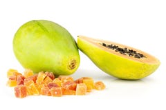Torr papaya som isoleras på vit royaltyfria bilder Torr papaya som isoleras på vit royaltyfria bilder