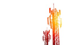 Torre di comunicazione o sito delle cellule del telefono della rete di 3G 4G su bianco royalty illustrazione gratis Torre di comunicazione o sito delle cellule del telefono della rete di 3G 4G su bianco royalty illustrazione gratis