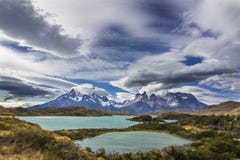 `Torres del Paine` National Park, maybe one of the nicest places on Earth. Here we can see the `Cuernos del Paine` Paine Horns, royalty free stock photography `Torres del Paine` National Park, maybe one of the nicest places on Earth. Here we can see the `Cuernos del Paine` Paine Horns, royalty free stock photography