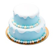 Torta azul del cumpleaños con las mini bolas aisladas en el fondo blanco Imagen de archivo libre de regalías Torta azul del cumpleaños con las mini bolas aisladas en el fondo blanco Imagen de archivo libre de regalías