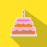 Torta con una etiqueta engomada de la vela ilustración del vector Torta con una etiqueta engomada de la vela ilustración del vector