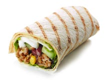 Tortilla περικάλυμμα με τον τηγανισμένους κιμά και τα λαχανικά στοκ φωτογραφίες Tortilla περικάλυμμα με τον τηγανισμένους κιμά και τα λαχανικά στοκ φωτογραφίες