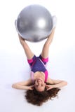 Tough Workout By Woman Using Fitness Exercise Ball Royalty Free Stock Images Tough Workout By Woman Using Fitness Exercise Ball Royalty Free Stock Images