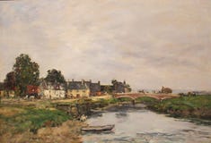 Touques d'Eugène Boudin, port de le vieux un basse de marée, impression photo libre de droits Touques d'Eugène Boudin, port de le vieux un basse de marée, impression photo libre de droits
