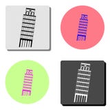 Tour de Pise Icône plate illustration stock Tour de Pise Icône plate illustration stock